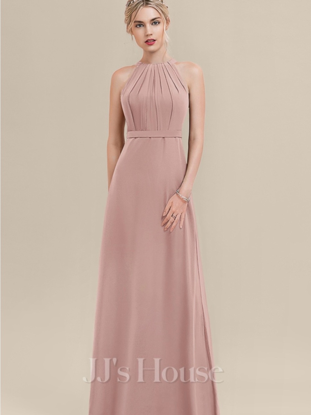 JJs House Dusty Rose Halter Maxi Dress